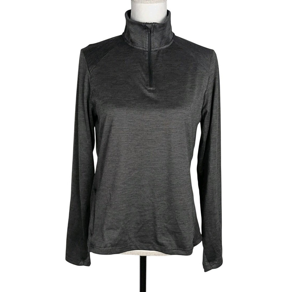 REI Co-op Women's Gray 1/4 Zip Long Sleeve Running Top Shirt Sz M Thumb Holes